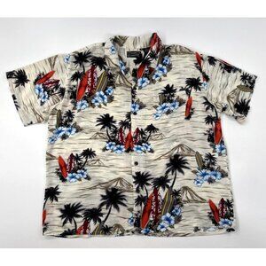 Pineapple Connection Hawaiian Shirt Mens Large Surfboards Palm Trees Tropical